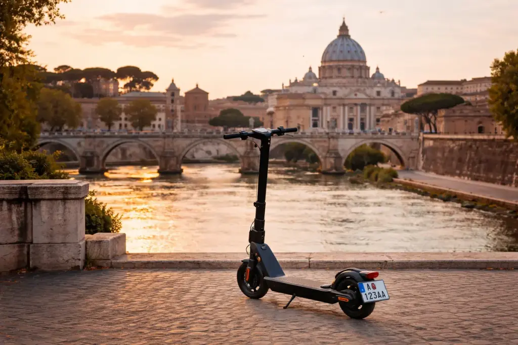 monopattino elettrico con targhino