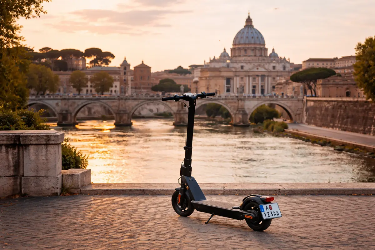 monopattino elettrico con targhino